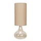 image 4 of ValueLights Sylvie Natural Linen Tall Lamp Shade Amber Glass Squat Table Lamp with LED Bulb Clear