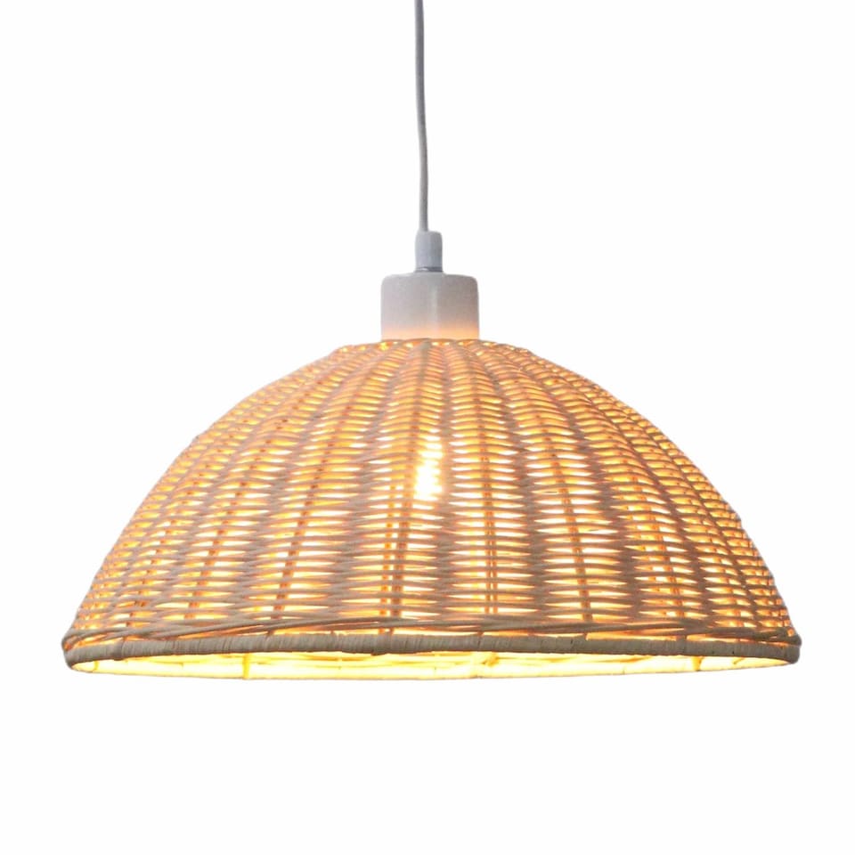 image 1 of Set of 2 Colette - Rattan Dome Pendant Lightshades | Cream | Large | 2