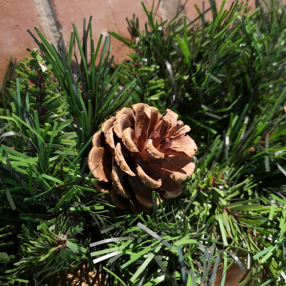 image 1 of 90cm Deluxe Snow Time Princess Green Garland Swag 108 Tips With 5 Pine Cones