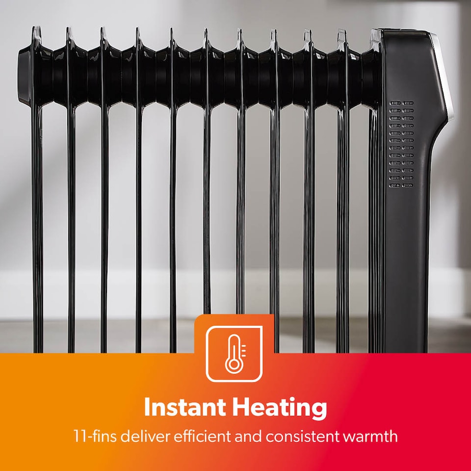 image 1 of GEEPAS Digital Oil Filled Radiator Heater 2500W, 11 Fin, Black