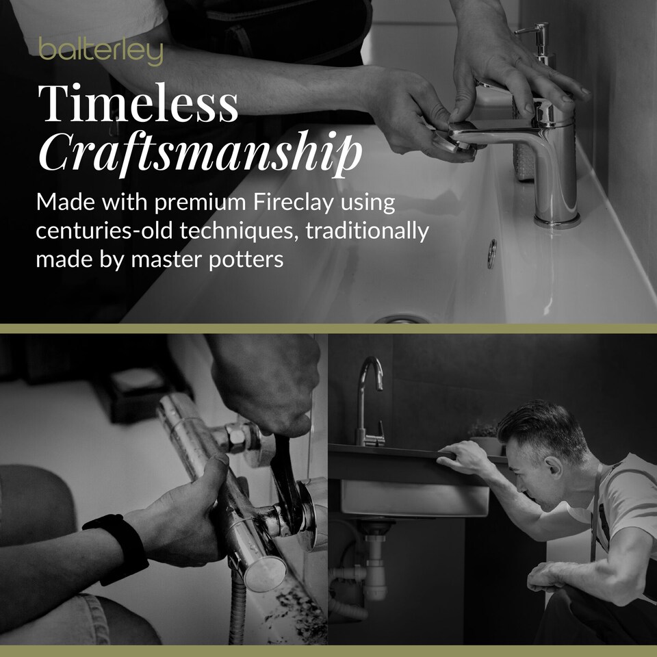 image 1 of Bathroom Wall Hung 1-Drawer Vanity Unit & Fireclay Basin, White, 600mm | White | Satin White | 471 x 631 x 496mm