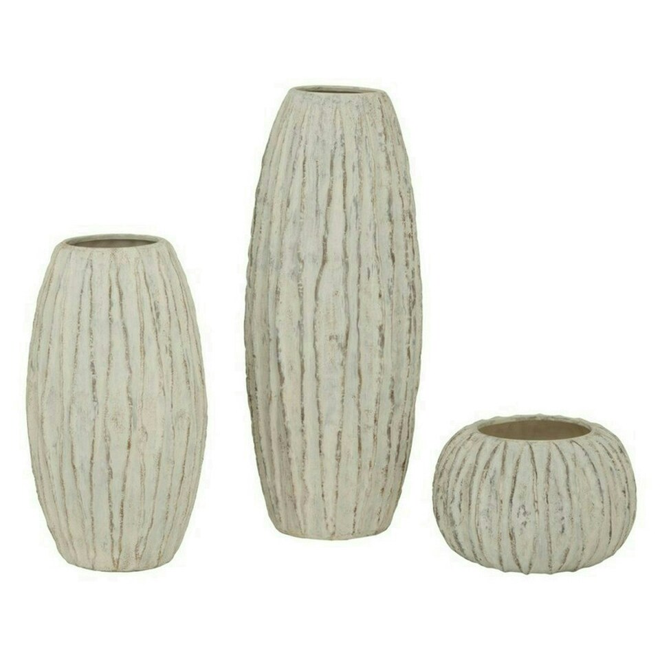 image 1 of Lorenzo Tall Fin Vase - Ceramic - L27 x W27 x H70 cm - White White