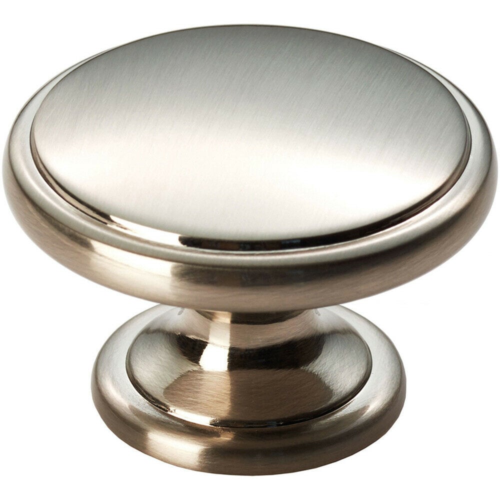 Loops Ring Domed Cupboard Door Knob 38.5mm Diameter Satin Nickel Cabinet Handle in Metallics