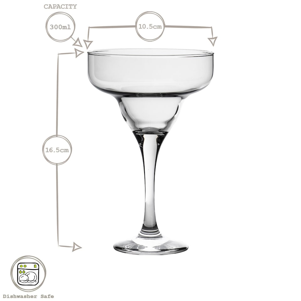 image 1 of Rink Drink Margarita Glasses - 295ml - Clear - Pack of 6