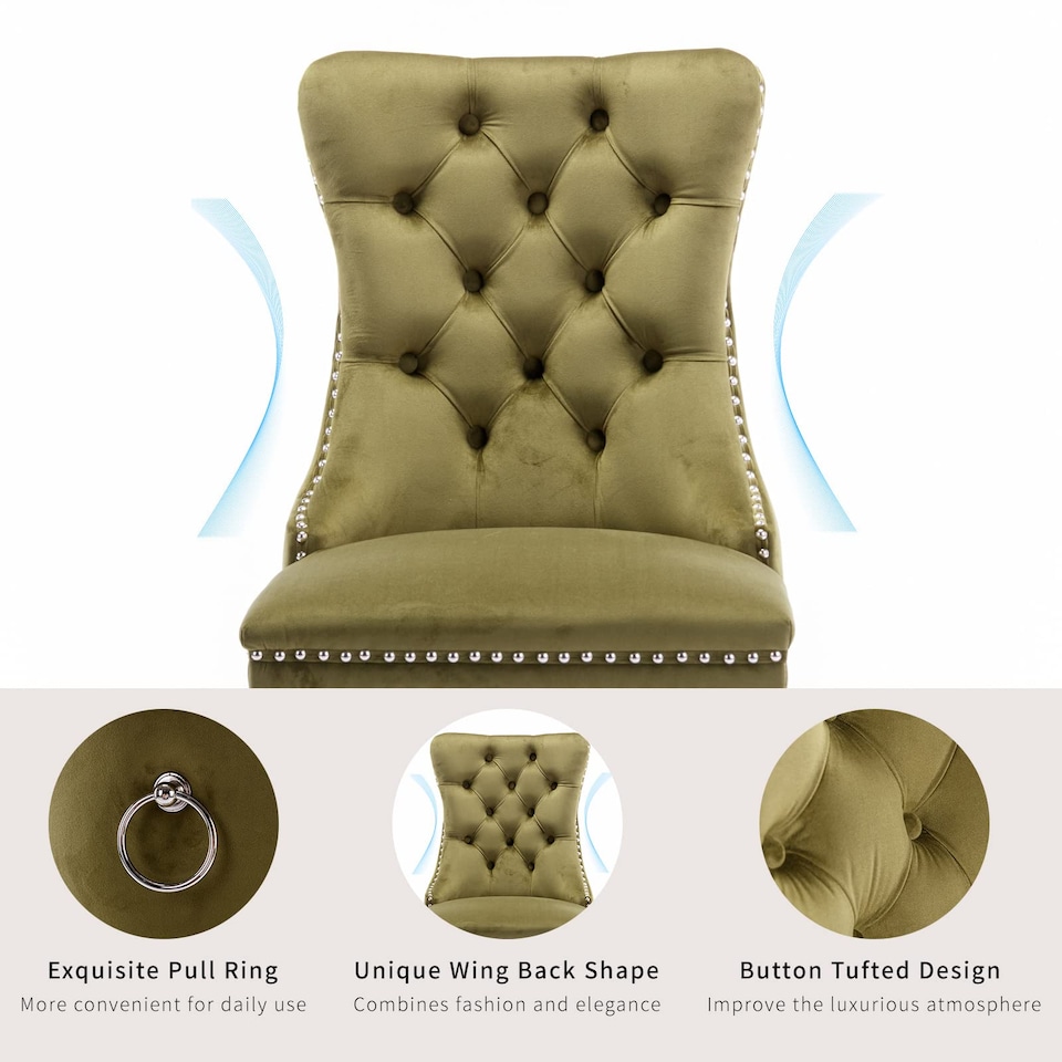 image 1 of Romsey Set of 2 Modern Velvet Dining Chairs with Knocker Ring