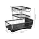image 2 of Toque Dish Drying Drainer Rack 3 Tier with Drip Tray Plate Cup Cutlery Holder Black | Black