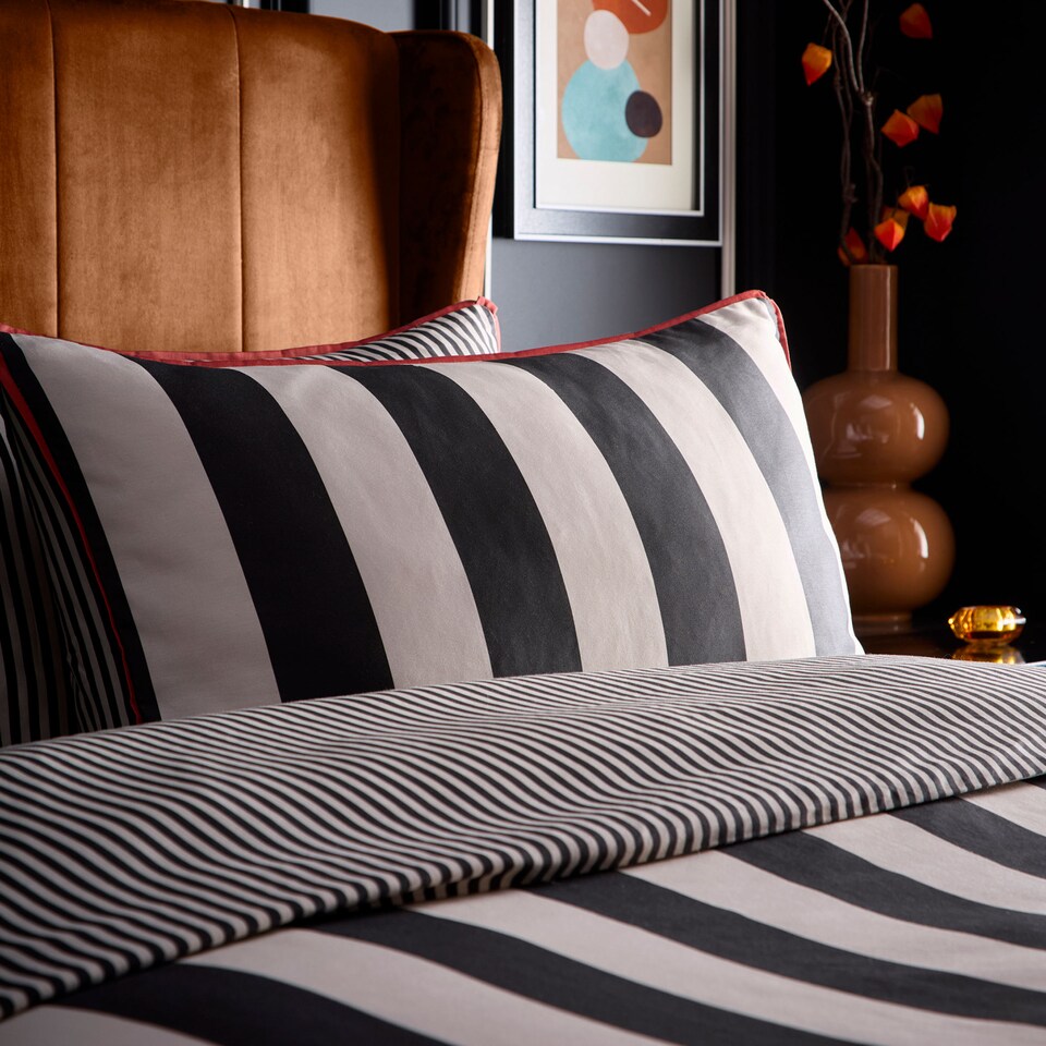 image 1 of Laurence Llewelyn-Bowen Festivo Circus Stripe Duvet Cover Set Black