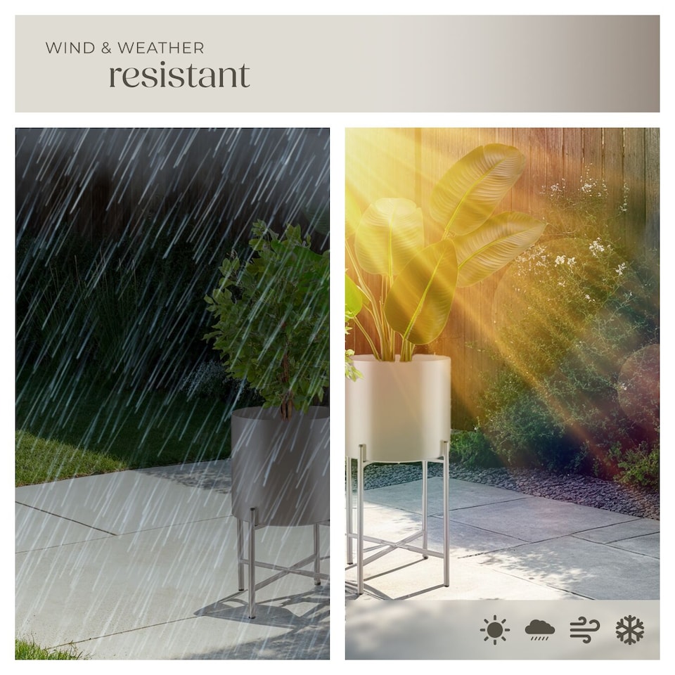 image 1 of Plant Stands Kalmar, set of 2 decorative plant pots in black steel | Brown | taupe | 31 x 31 x 56 cm | 1