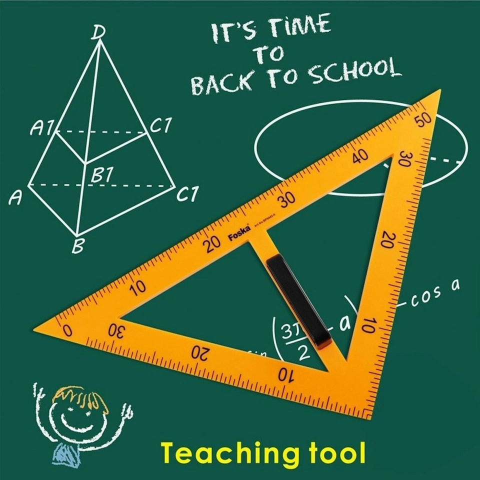 image 1 of 40cm Plastic School Teaching Triangle Rulers with Removable Handle