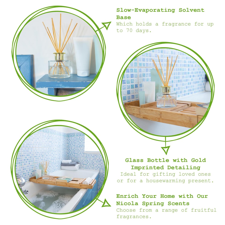 image 1 of Nicola Spring Glass Reed Diffuser - 200ml - Lemongrass