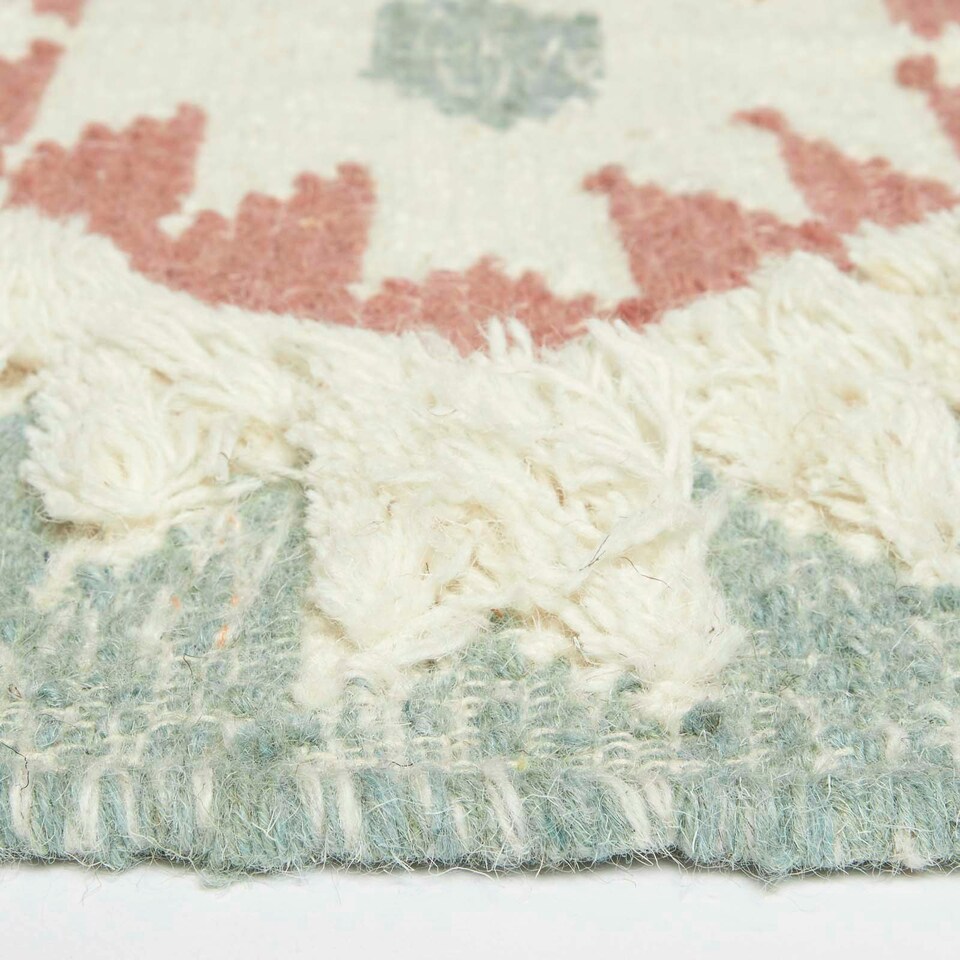 image 1 of Homescapes Tenali Blue Kilim Runner Wool Rug - 66 x 200 cm