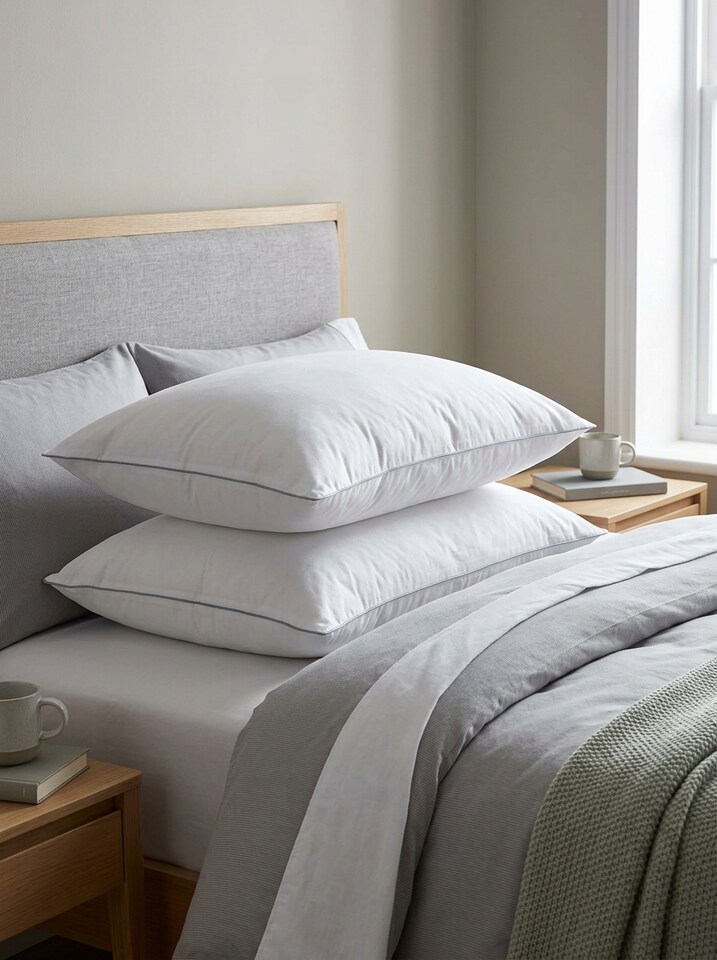 image 1 of Nod Off Egyptian Cotton Pillow, Hollowfibre Fill, Back & Side - Pack of 2