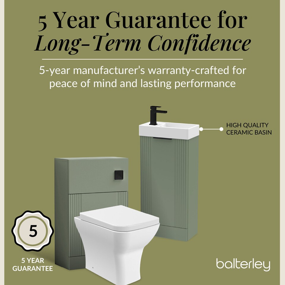 image 1 of Balterley Cloakroom Suite - Fluted Floor Standing Vanity, WC, Toilet and Tap | Green | Satin Green | 781.0000 x 400.0000 x 222.0000mm