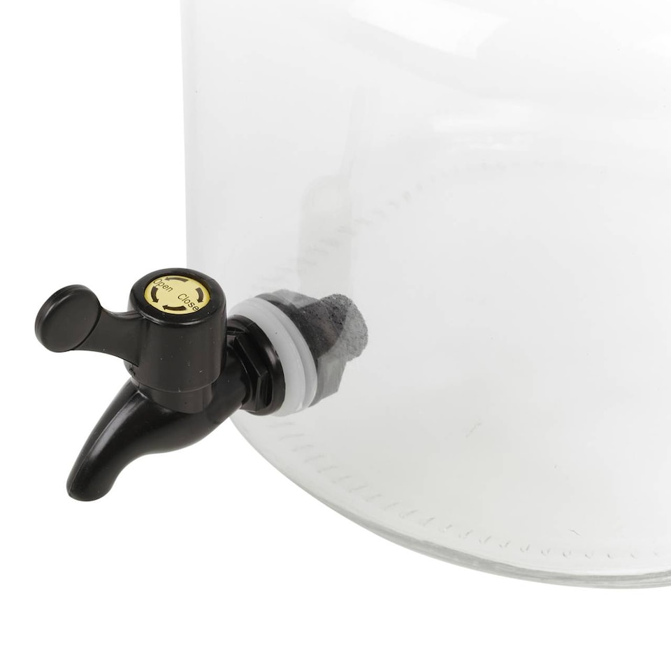 image 1 of 5.2L Glass Beverage Dispenser with Tap & Wooden Lid