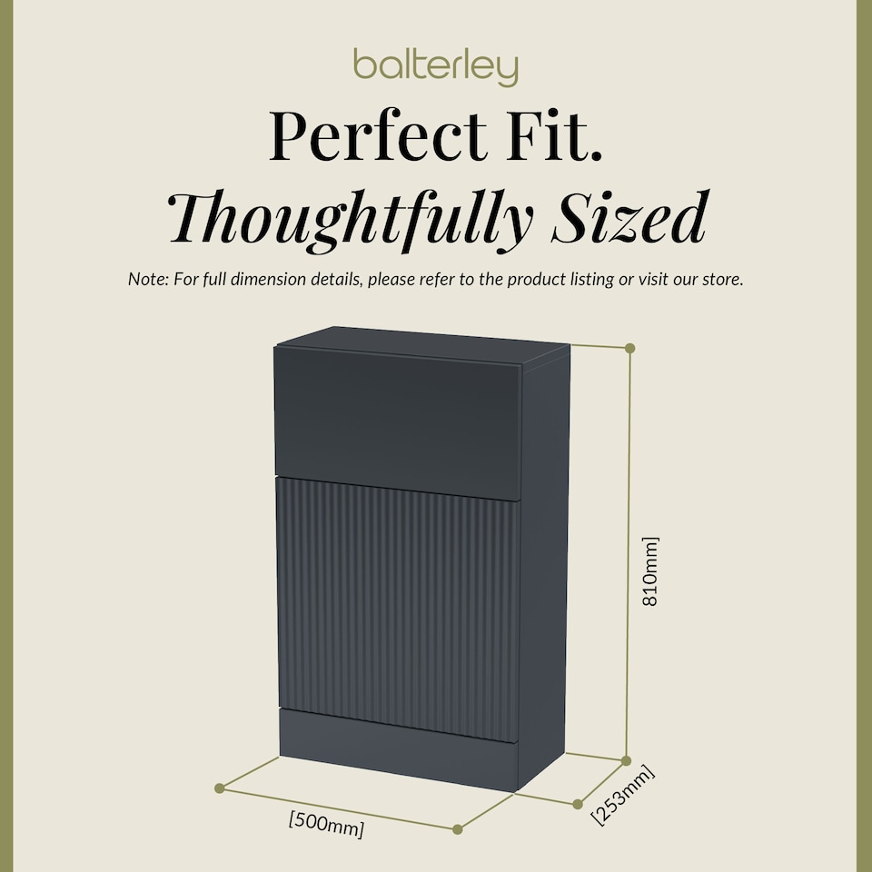 image 1 of Contemporary Fluted 500mm Floor Standing WC Unit, Dark Grey | Grey | Satin Soft Black | 253 x 500 x 810mm