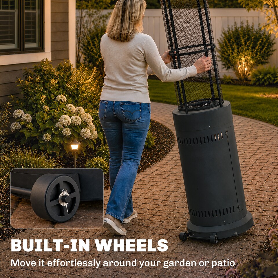 image 1 of Outsunny 11 KW Patio Heater, Propane Heater with Tip-Over Switch, Black | Black | Black