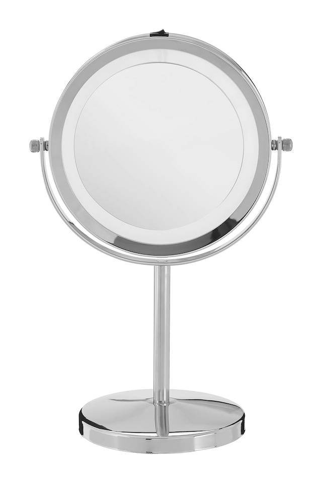 image 1 of Orsina Stunning LED Backlit Table Mirror With Sling Stand, Chrome Mirror For Shaving, Dressing Table, Vanity Mirror