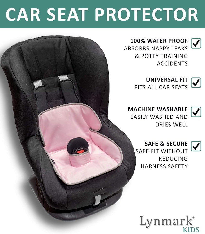 image 1 of Lynmark Potty Training Car Seat Protector Cover with Middle Buckle Hole | Pink | 1