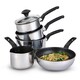 image 1 of Prestige 9 X Tougher: Non-Stick Stainless Steel Saucepans & Lid, Frying Pan, Milk Pan Set - 5 Pieces