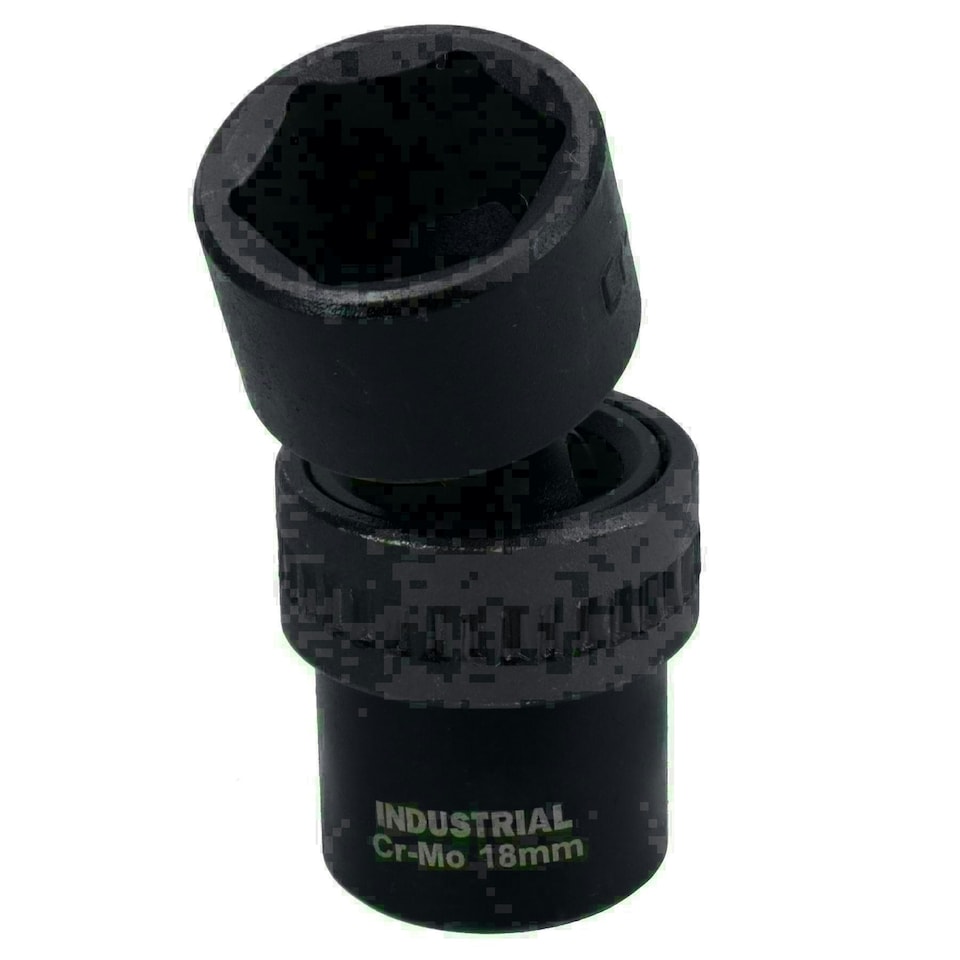 image 1 of 18mm 3/8in Drive Universal Swivel Wobble Metric Impact Shallow Socket