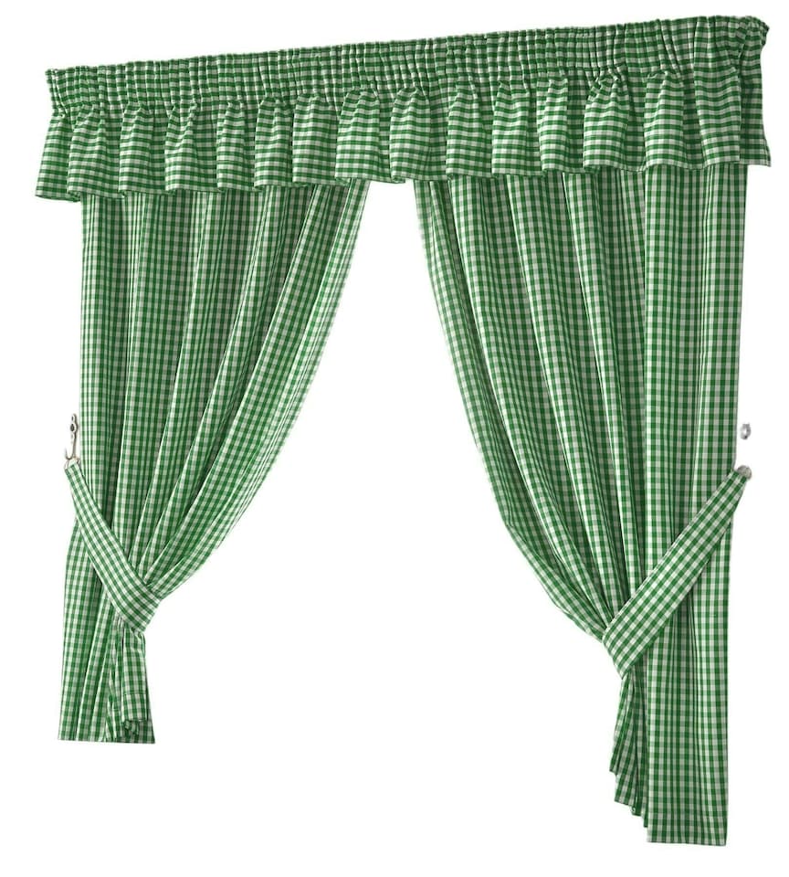 image 1 of Gingham Kitchen Curtains - Green - 117cm x137cm