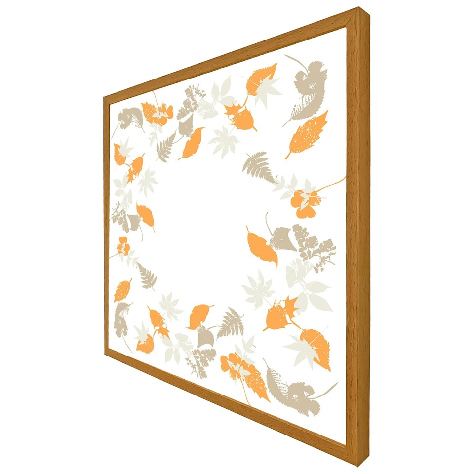 image 1 of Orange & grey autumn leaves (Picture Frame) White | M