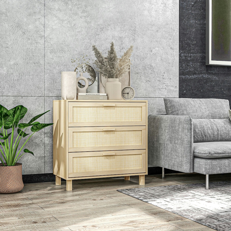 image 1 of HOMCOM 3 Drawer Cabinet Storage Cupboard Sideboard Organiser Living Room