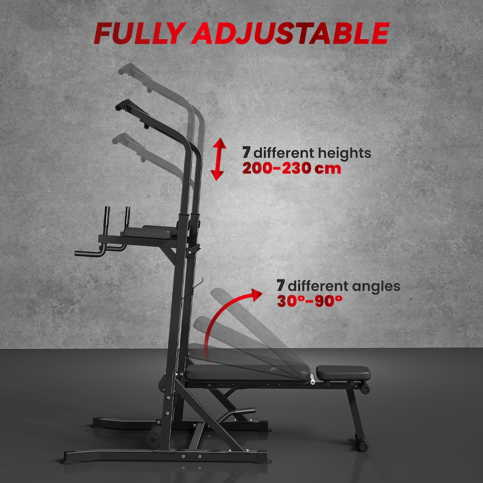 image 1 of HOMCOM Adjustable&Folded Dip Stands Multi-Function Pull-ups Sit-ups Fitness tool