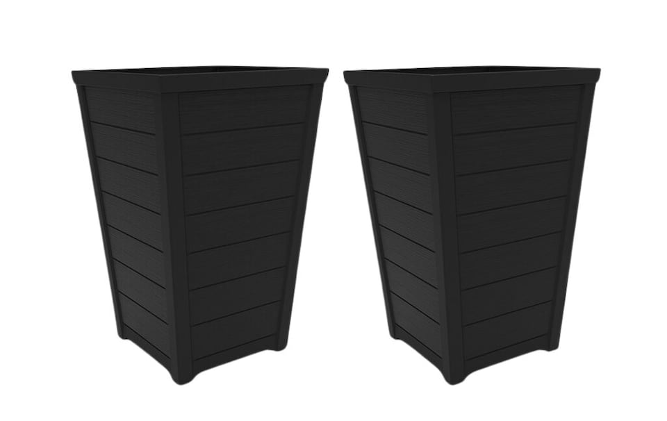 image 1 of Taper Square Planter 37cm Set of 2 - Grey
