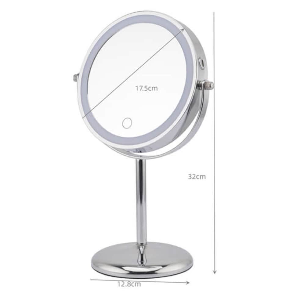 image 1 of Showerdrape Iris 5x Magnifying Chrome Makeup Vanity Mirror with LED Light