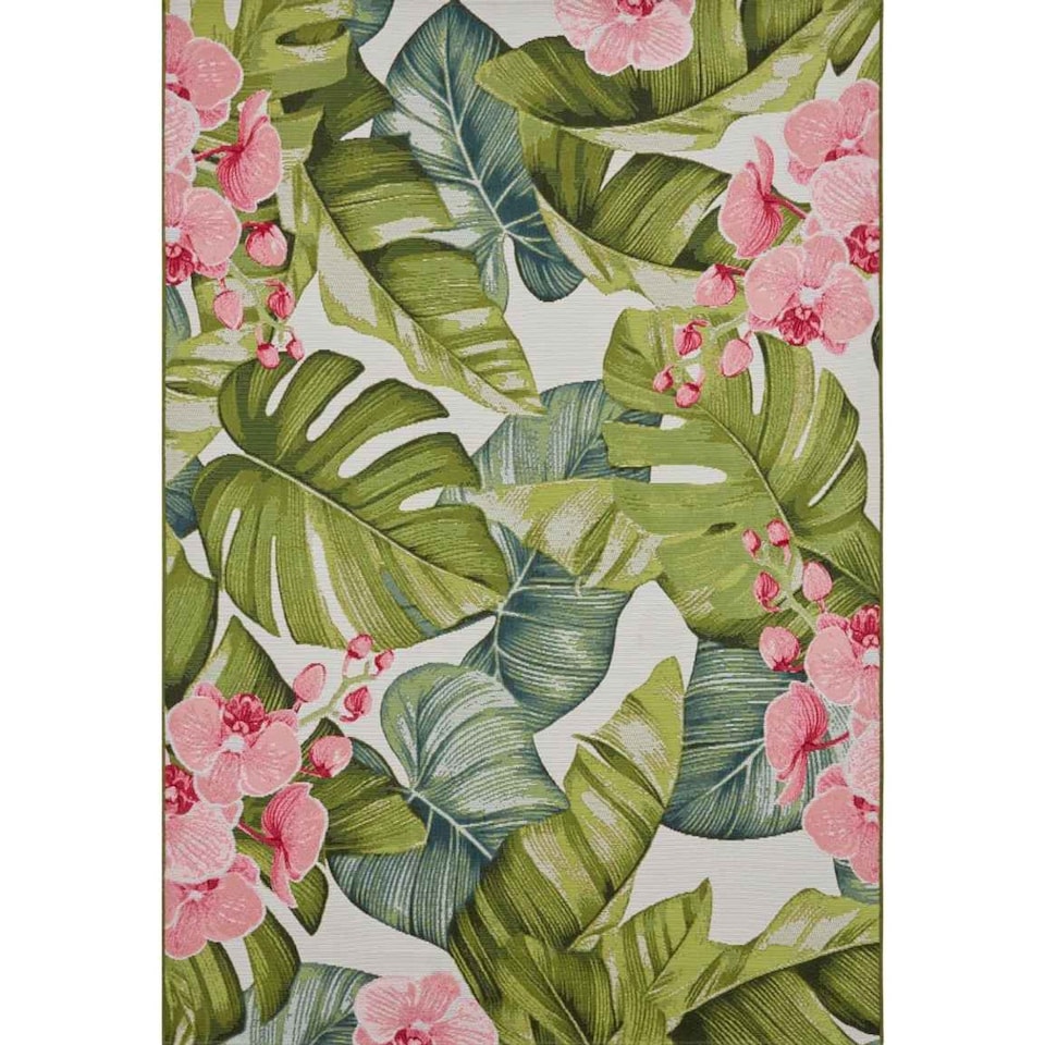 image 1 of The Rugs Flair Indoor Outdoor Rug and Runner - Tropical Flatweave Patio Rug