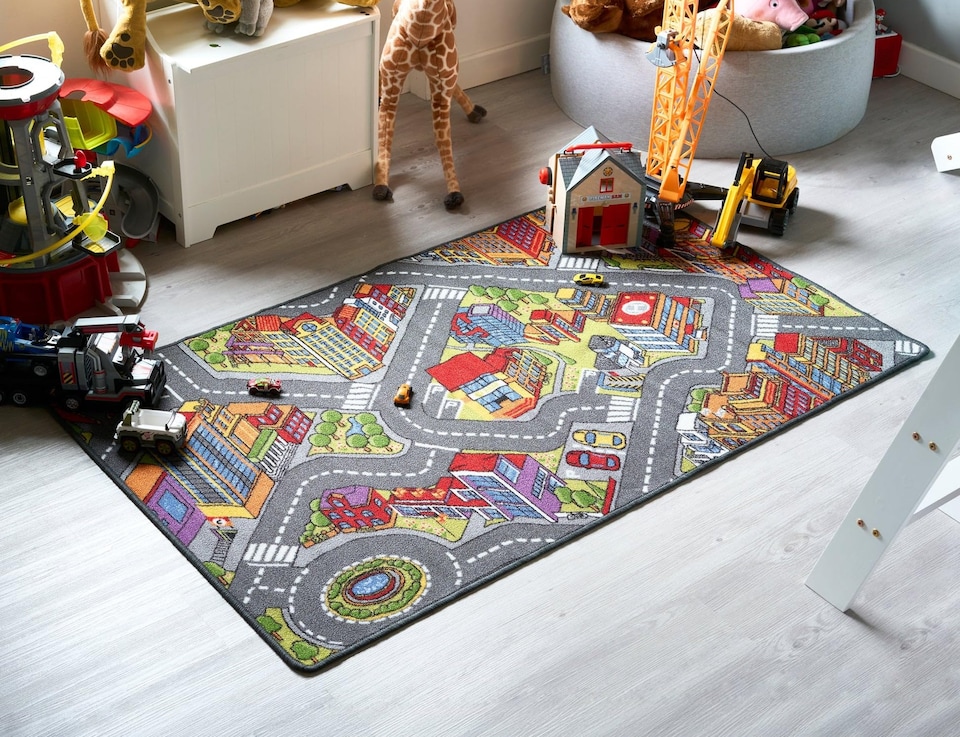 image 1 of Bargainia City Road Play Mat Soft Pile Nursery Playroom