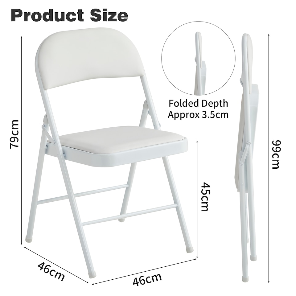 image 1 of Set of 6 Folding Dining Chairs with Metal Frame and Padded Seats