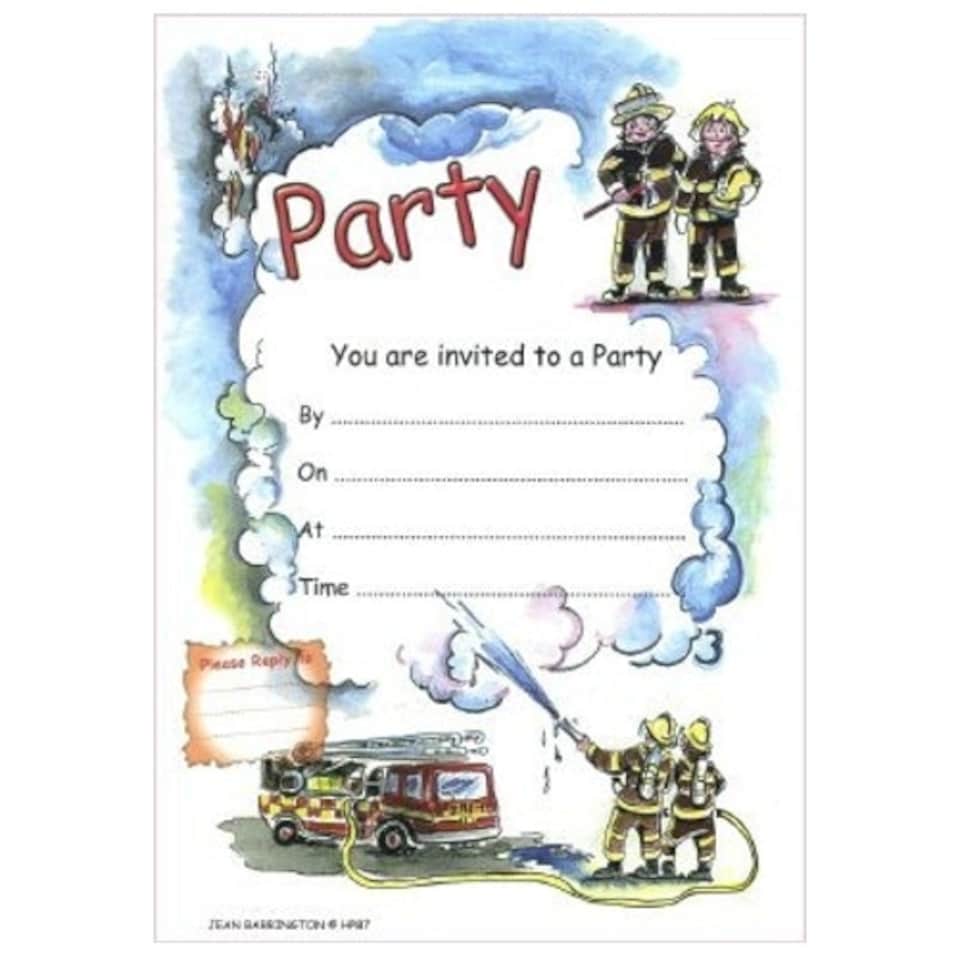 image 1 of Firemen Party Invitations - 20 Sheets & Envelopes