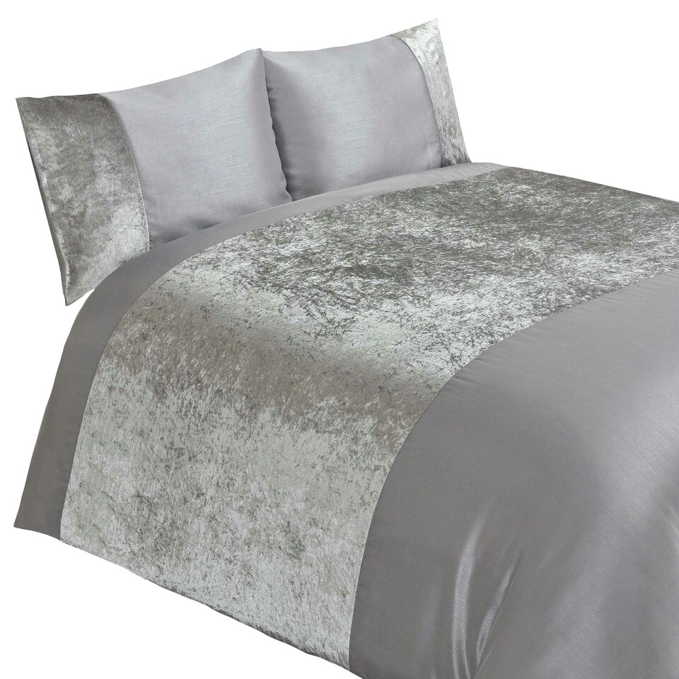 image 1 of Velvet Polycotton Duvet Cover Set with Pillowcase Brown | Natural | King