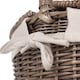 image 5 of Small Antique Wash Double Lidded Oval Picnic Basket with White Lining | White | White