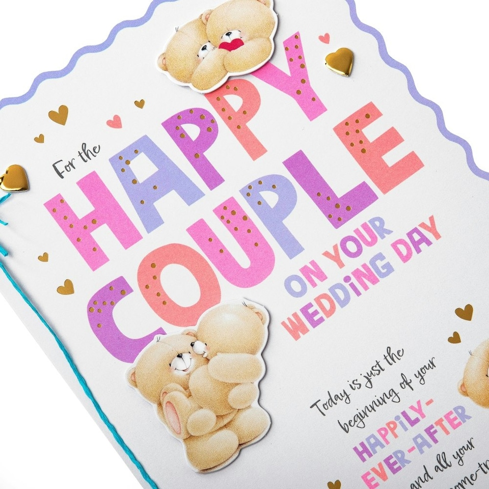 image 1 of Cute Forever Friends Bears Design Couple Wedding Congratulations Card
