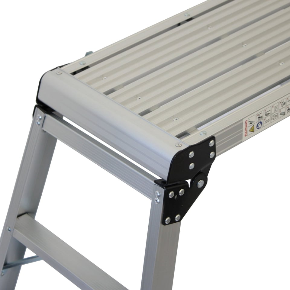 image 1 of 150kg Folding Aluminium Work Platform Step Up Bench Ladder EN131 | Silver