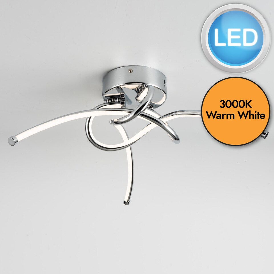 image 1 of Twist - Chrome LED Flush Ceiling Light | Chrome | 1