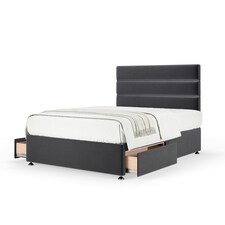 Super Ortho Orthopaedic Graphite Plush Velvet 2 Drawer Divan Set And Milan Headboard Double