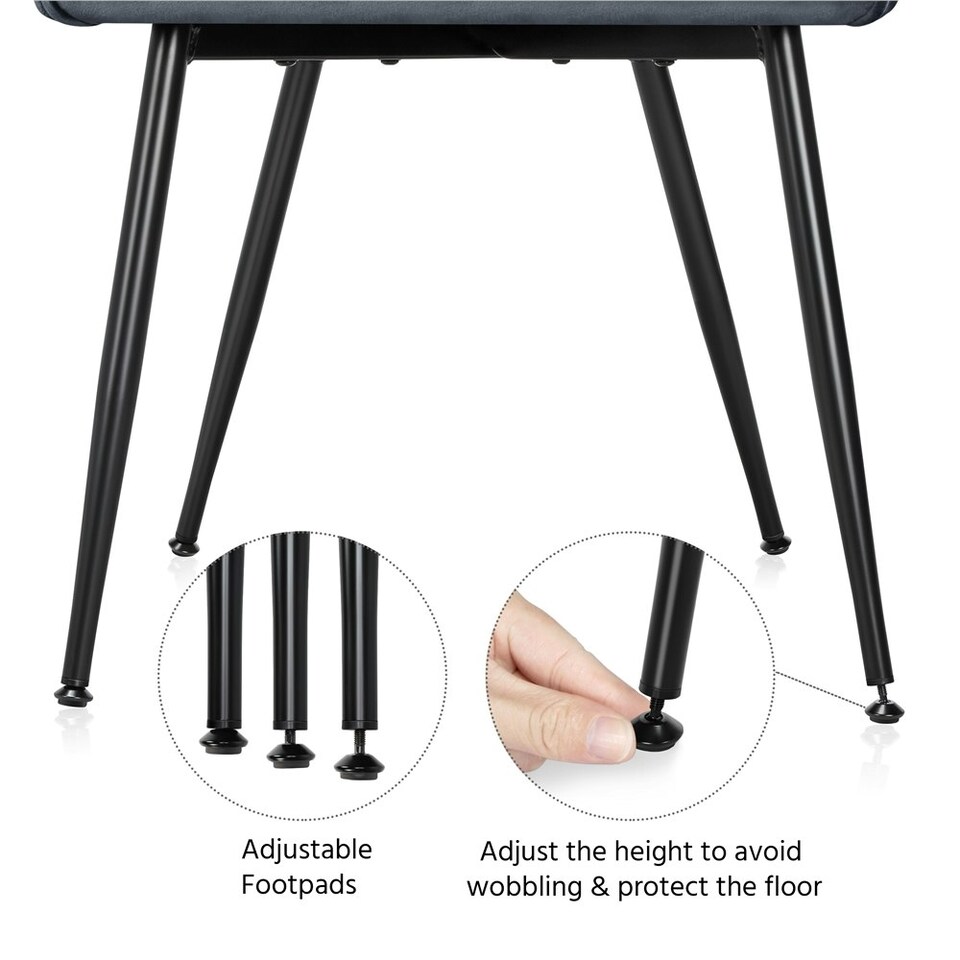 image 1 of Yaheetech Set of 2 Upholstered Dining Chairs with Velvet Fabric Grey | Dark Grey