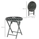 image 7 of Outsunny Round Folding Side Table w/ Imitation Marble Glass Top, Black