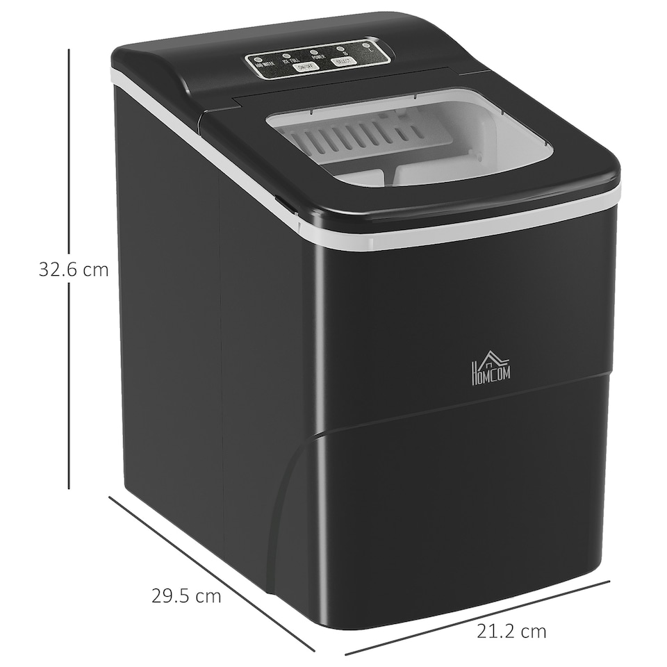 image 1 of HOMCOM Ice Maker 12kg/24H Production with Scoop Basket for Home Office Black