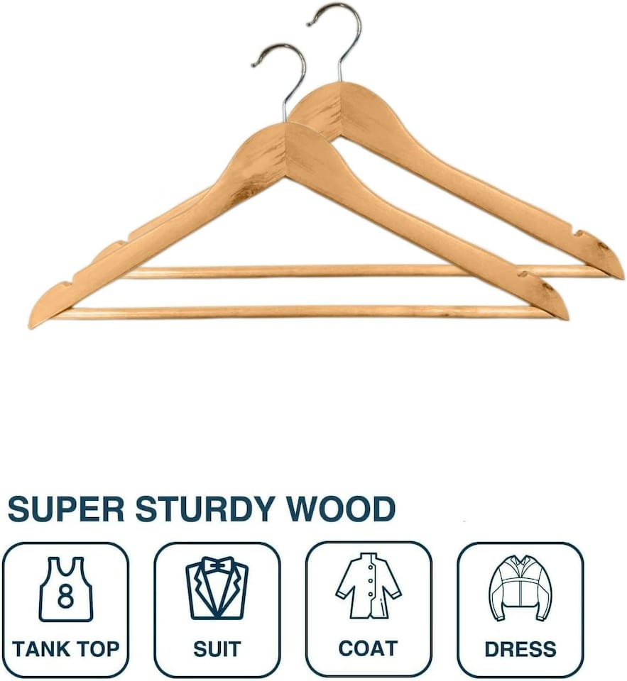 image 1 of Straame Brown Wooden Pack of 20 Hangers Hangers