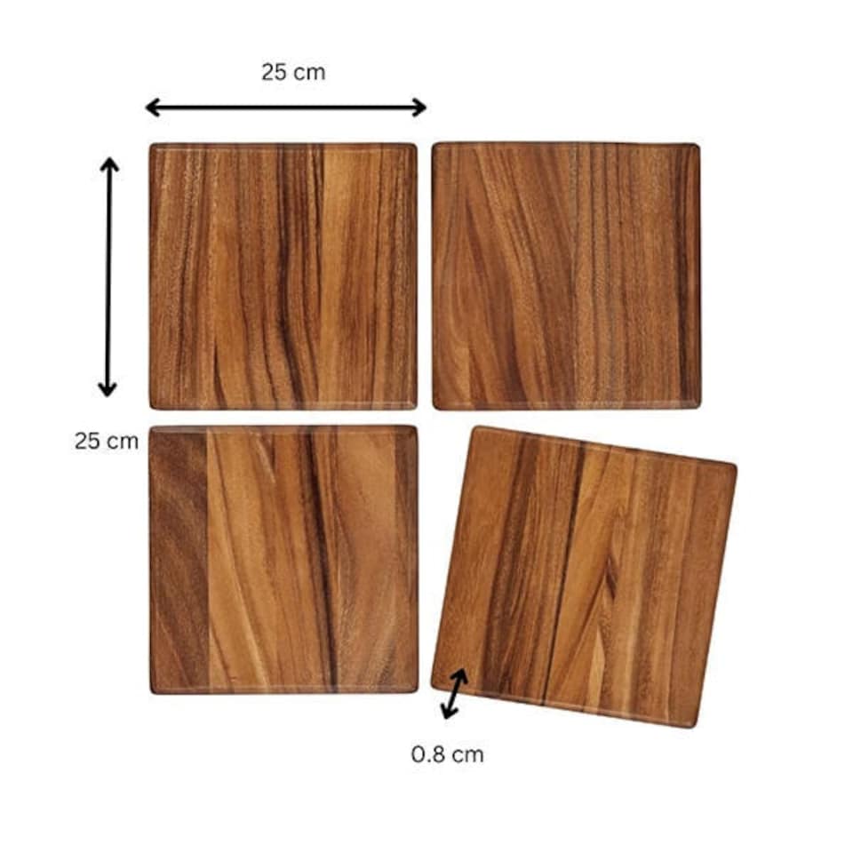 image 1 of Tala Set of 4 Lacquered Acacia Square Boards Table Mats