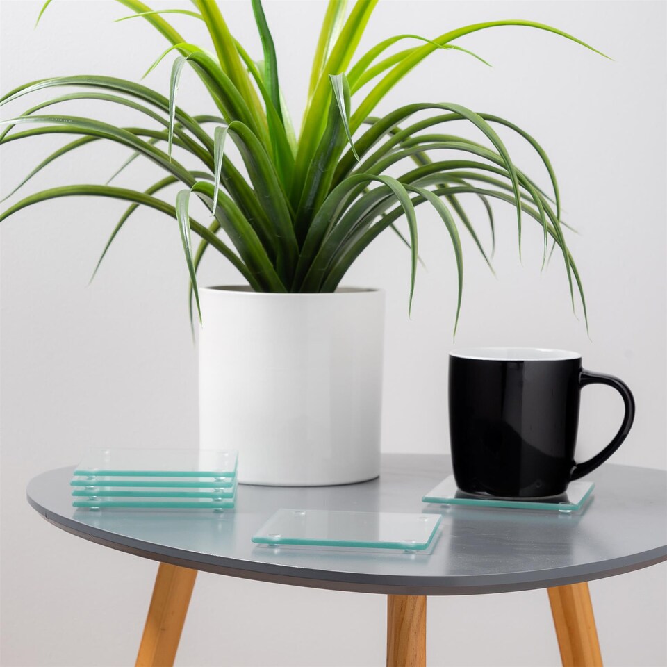 image 1 of Harbour Housewares Glass Square Coasters - 10cm - Clear - Pack of 6