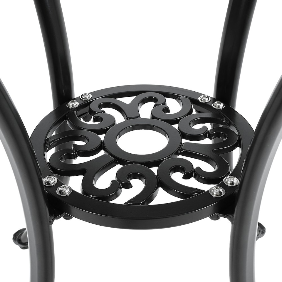 image 1 of Living and Home Cast Aluminum Round Patio Dining Table Black