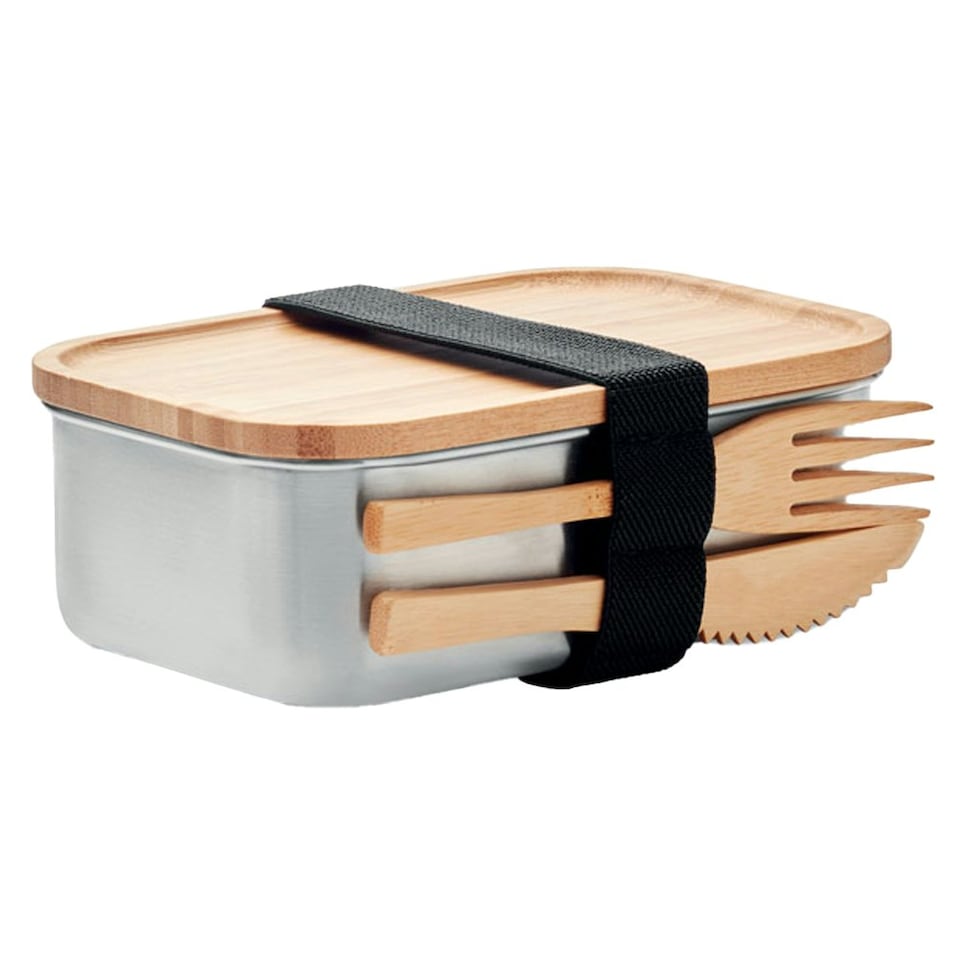 image 1 of MidOcean Savanna Stainless Steel Lunch Box - Wood - 5.5cm x 16cm x 11cm