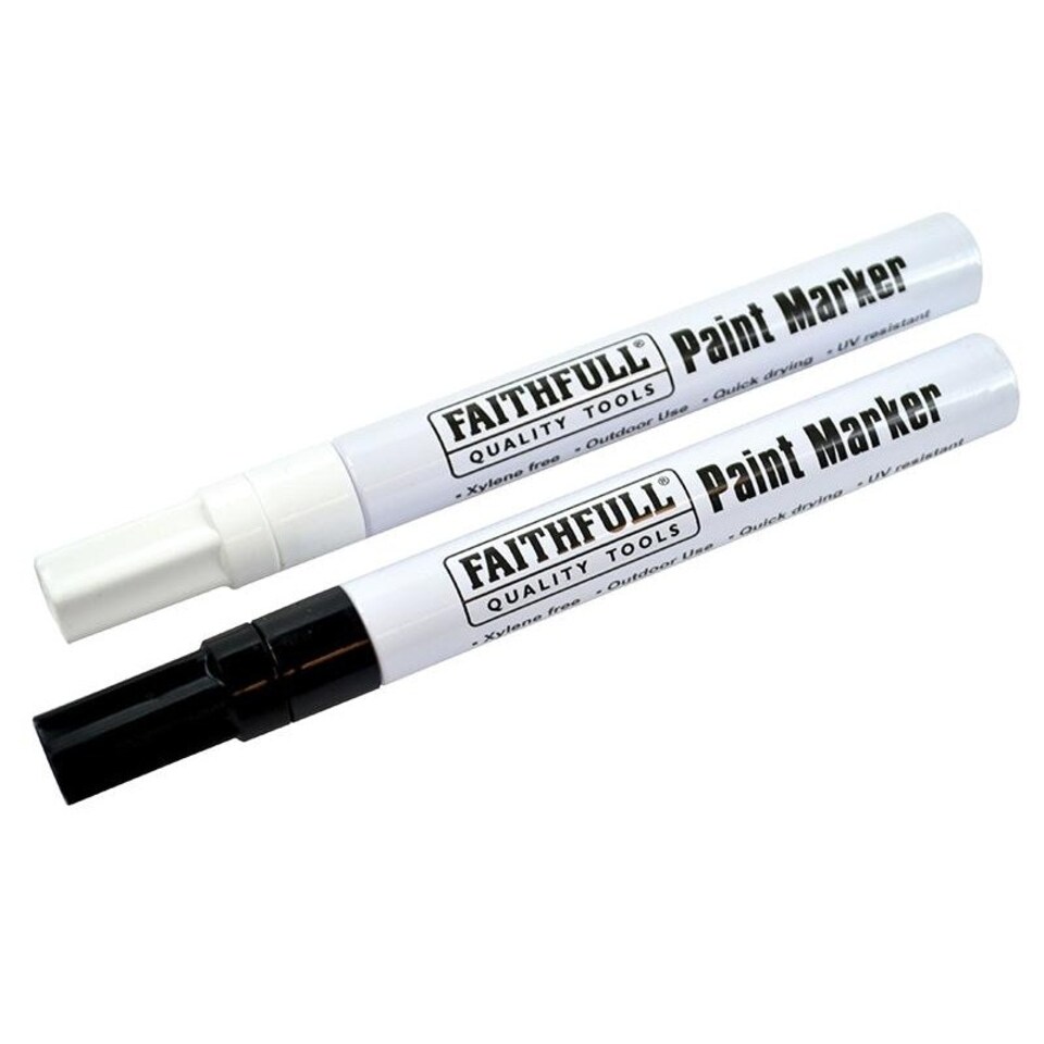 Faithfull Paint Marker Pen - Multi Colour - Pack of 2 Black & White