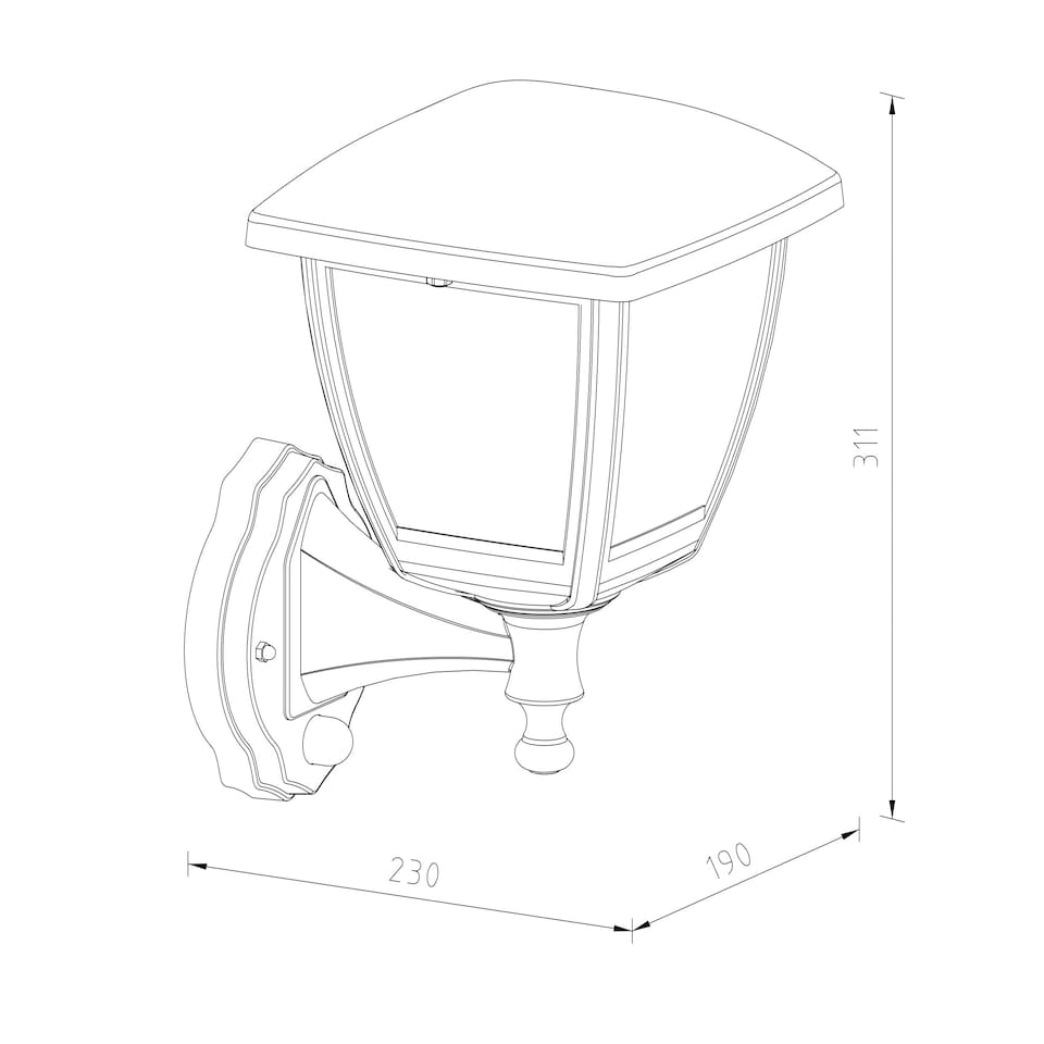 image 1 of CGC NOVA Large Black Outdoor Wall Lantern Light - PIR Motion Sensor, Clear Diffuser, IP44, Polycarbonate.